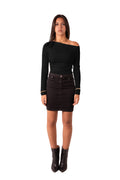 Asymmetrical Off-Shoulder Top - Black