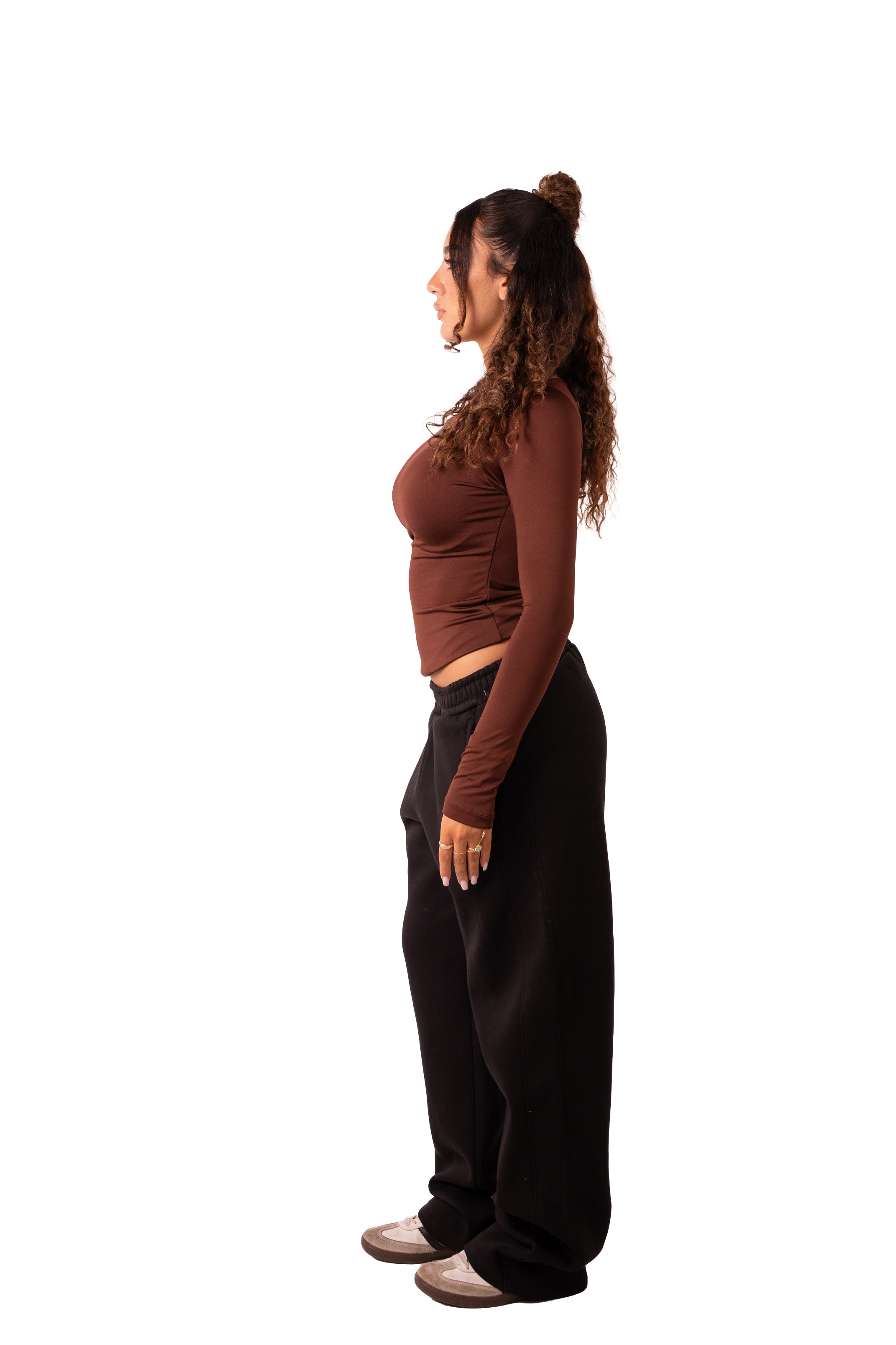 Asymmetrical Off-Shoulder Top - Brown