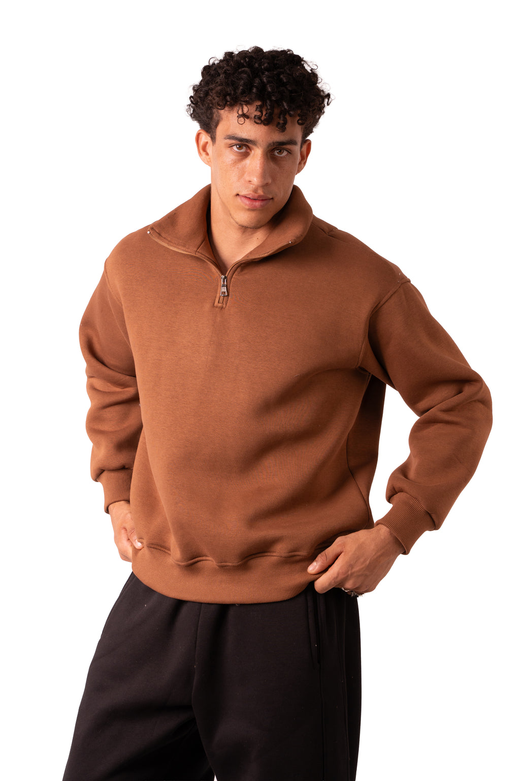 Quarter Zip Cocoa Brown