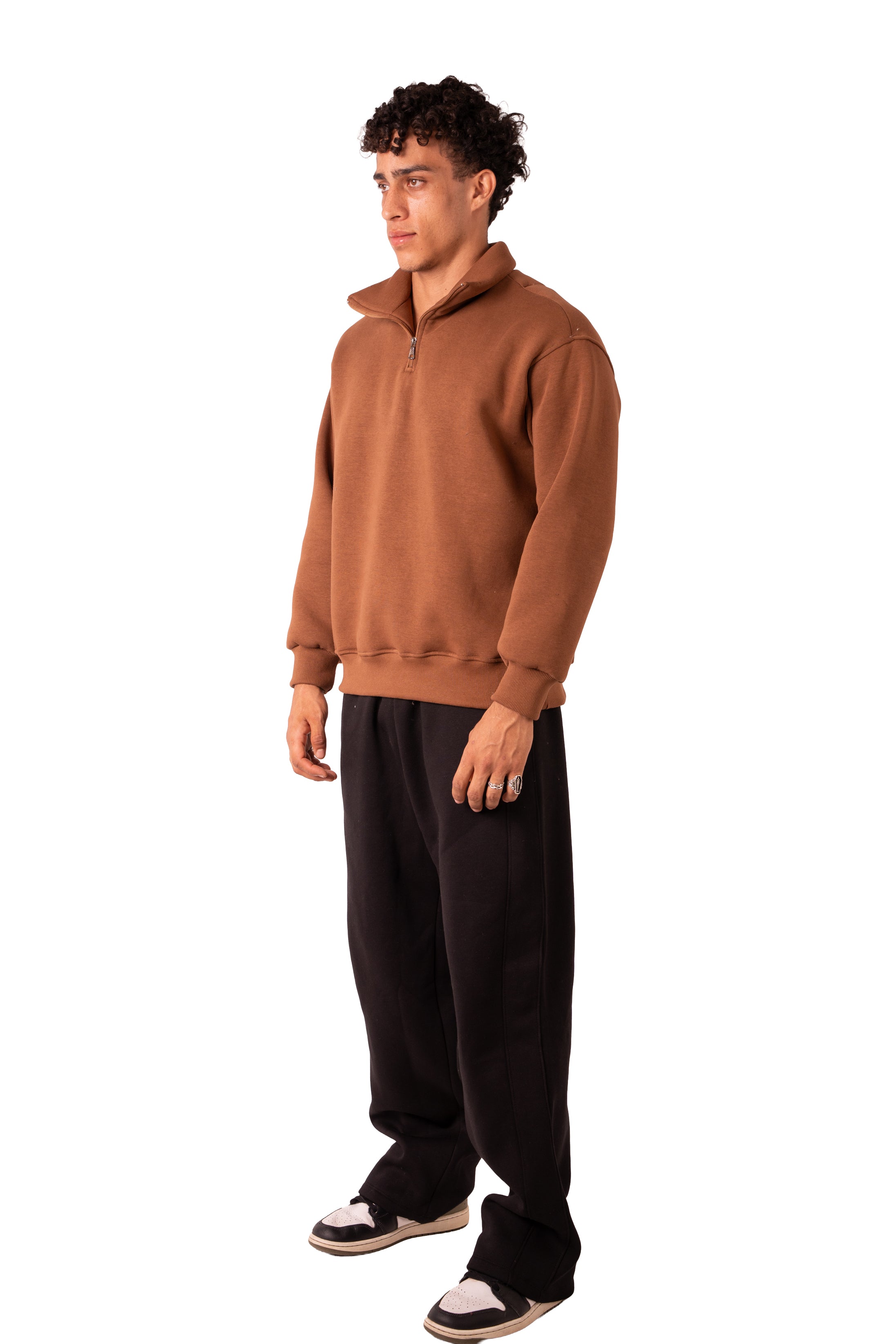 Quarter Zip Cocoa Brown