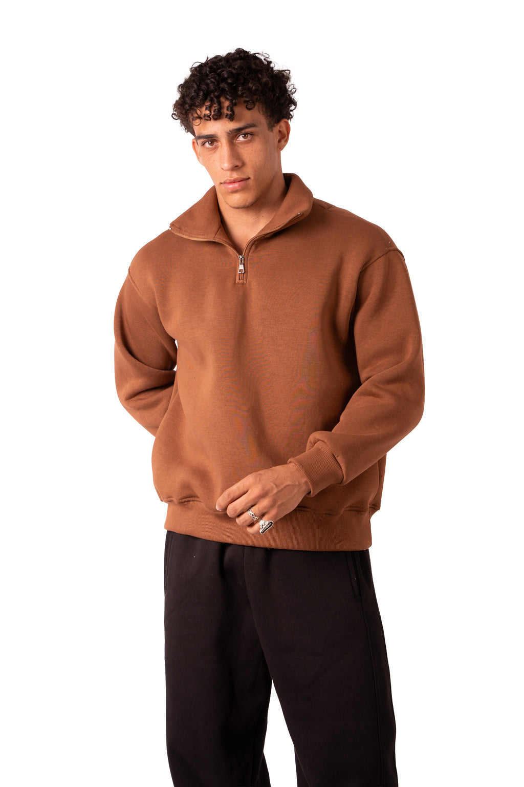 Quarter Zip Cocoa Brown