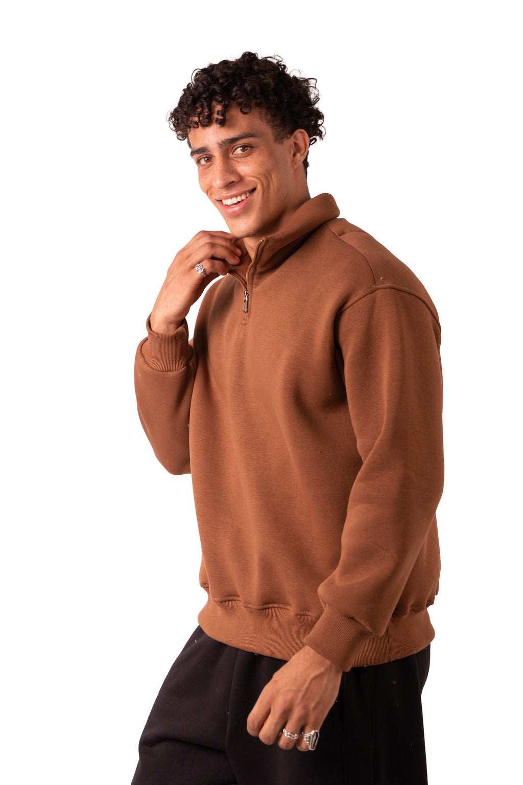 Quarter Zip Cocoa Brown