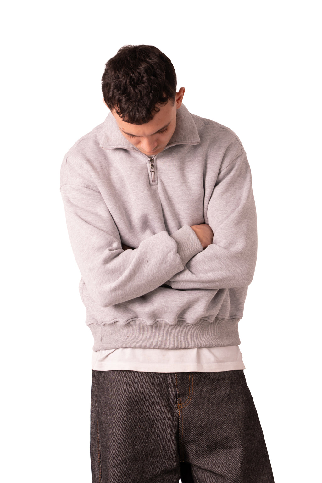 Quarter Zip Light Grey