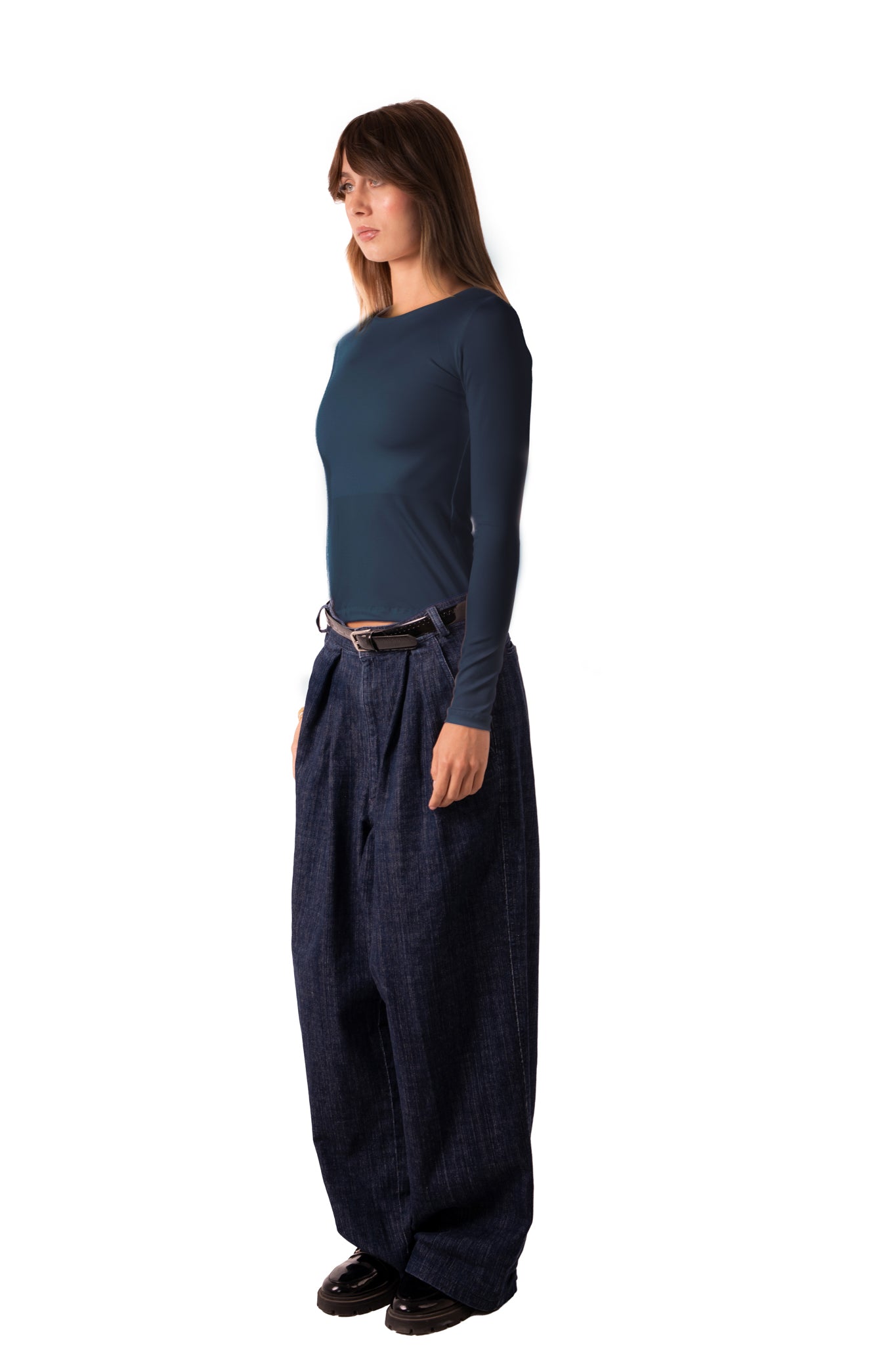 Scoop Neck Top Dark Blue