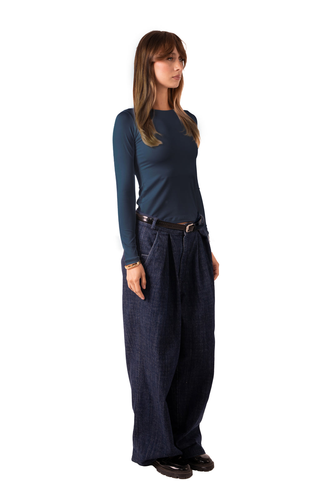 Scoop Neck Top Dark Blue