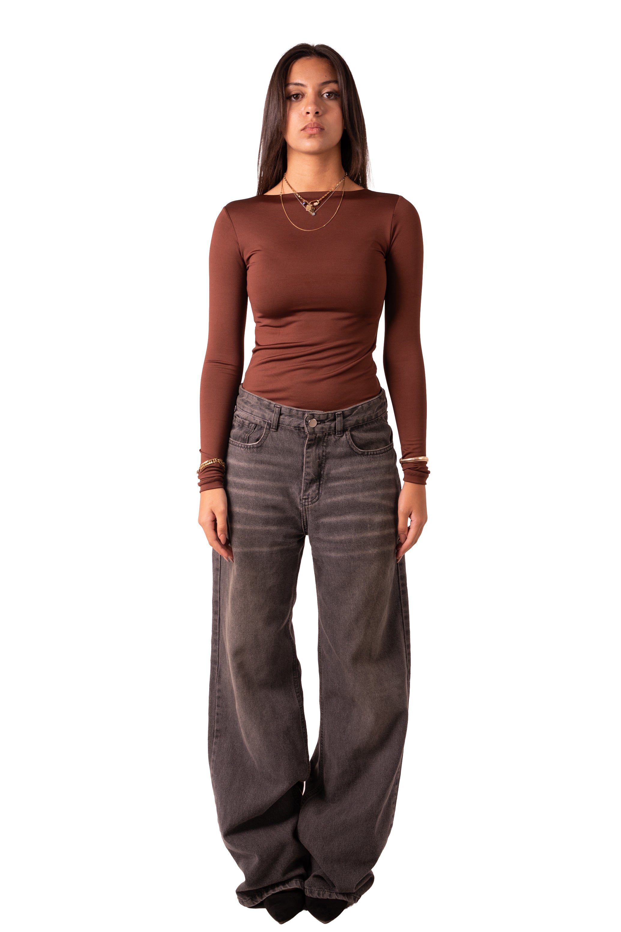 Scoop Neck Top Brown