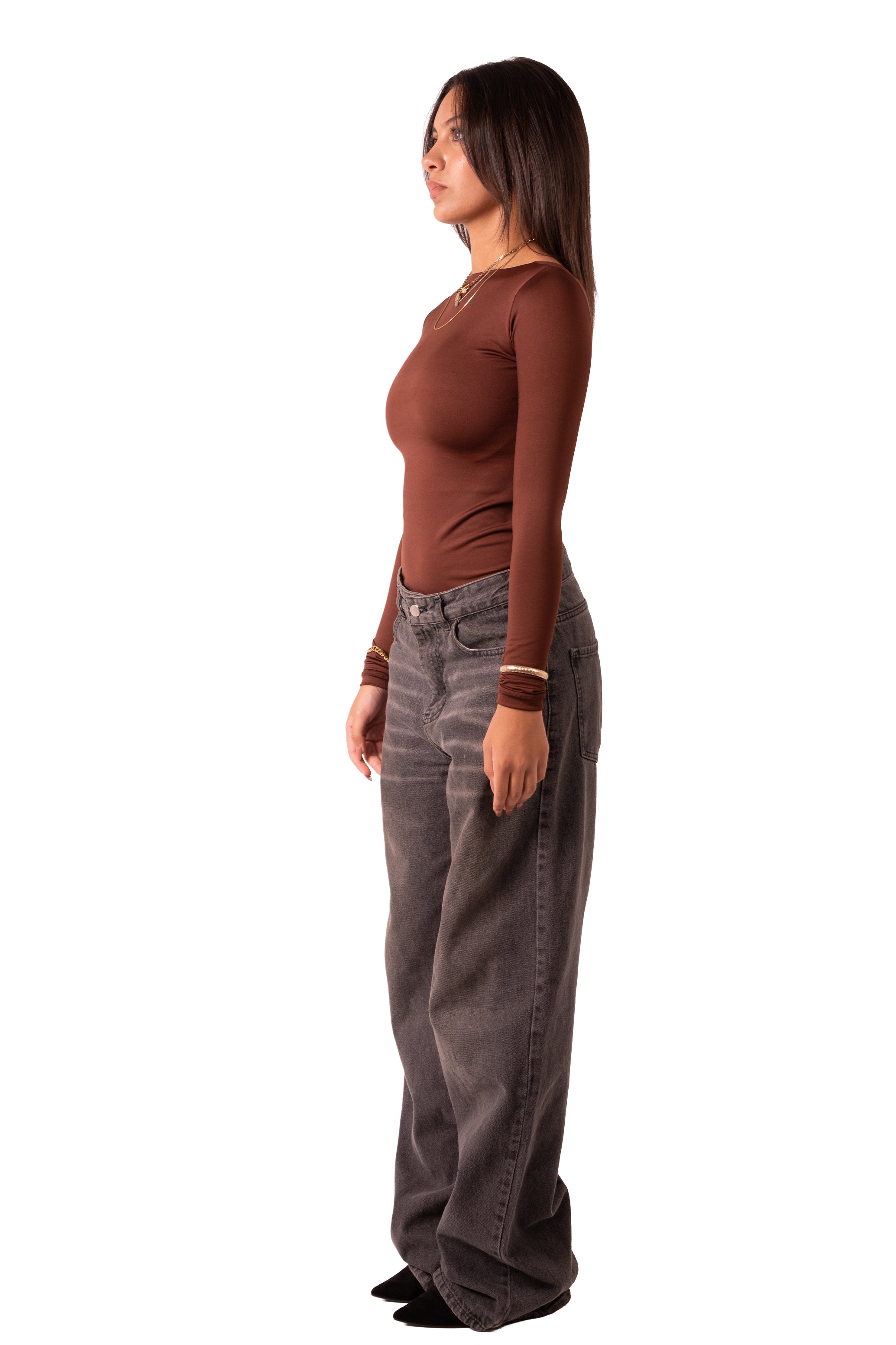 Scoop Neck Top Brown