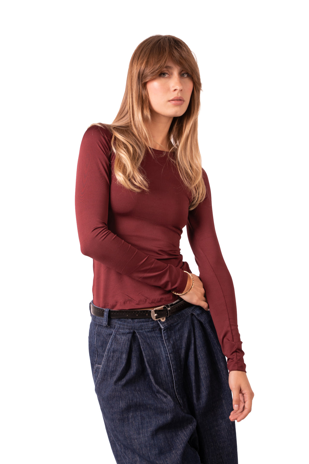 Scoop Neck Top Burgundy